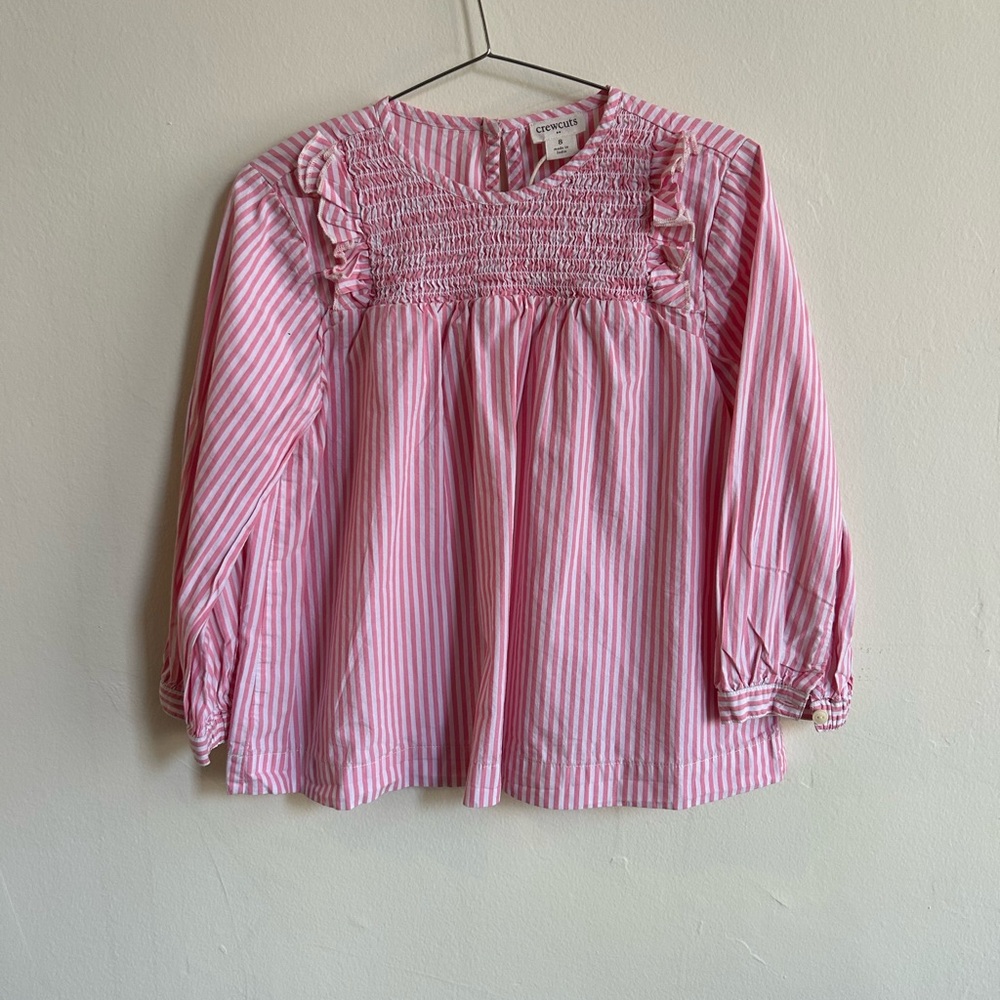 Crewcuts Pink Striped Ruffle / Seersucker Blouse
